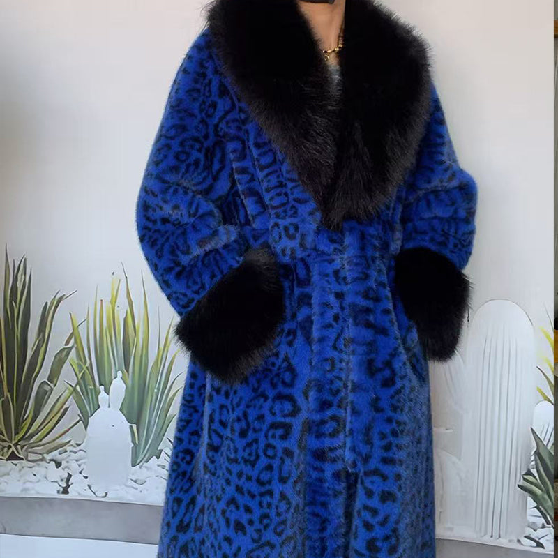 Winter-Räumungsverkauf✨🎅Weihnachtsangebote – Nur für kurze Zeit!⏰Damens Leopardenmuster-Mantel aus kuscheligem Kunstpelz mit Gürtel🧥