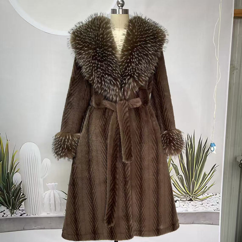 Winter-Räumungsverkauf✨🎅Weihnachtsangebote – Nur für kurze Zeit!⏰Damens Leopardenmuster-Mantel aus kuscheligem Kunstpelz mit Gürtel🧥