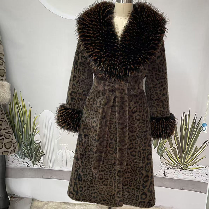 Winter-Räumungsverkauf✨🎅Weihnachtsangebote – Nur für kurze Zeit!⏰Damens Leopardenmuster-Mantel aus kuscheligem Kunstpelz mit Gürtel🧥