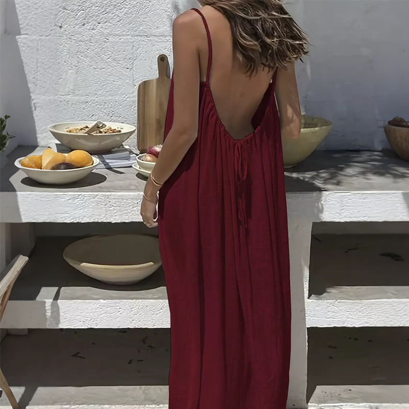 💖 Lässiges Maxikleid mit Spaghettiträgern und offenem Rücken für Damen|Kuschelwohl