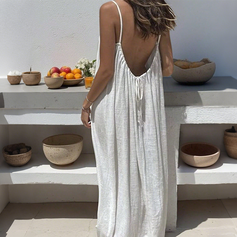 💖 Lässiges Maxikleid mit Spaghettiträgern und offenem Rücken für Damen|Kuschelwohl