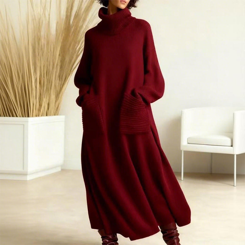 🔥Neujahrs-Sonderangebot 2026🎉Damen-Strickkleid mit Rollkragen und langen Ärmeln