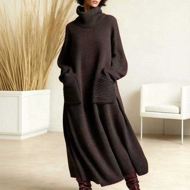 🔥Neujahrs-Sonderangebot 2026🎉Damen-Strickkleid mit Rollkragen und langen Ärmeln