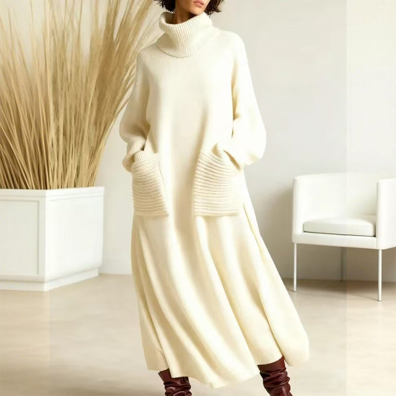 🔥Neujahrs-Sonderangebot 2026🎉Damen-Strickkleid mit Rollkragen und langen Ärmeln