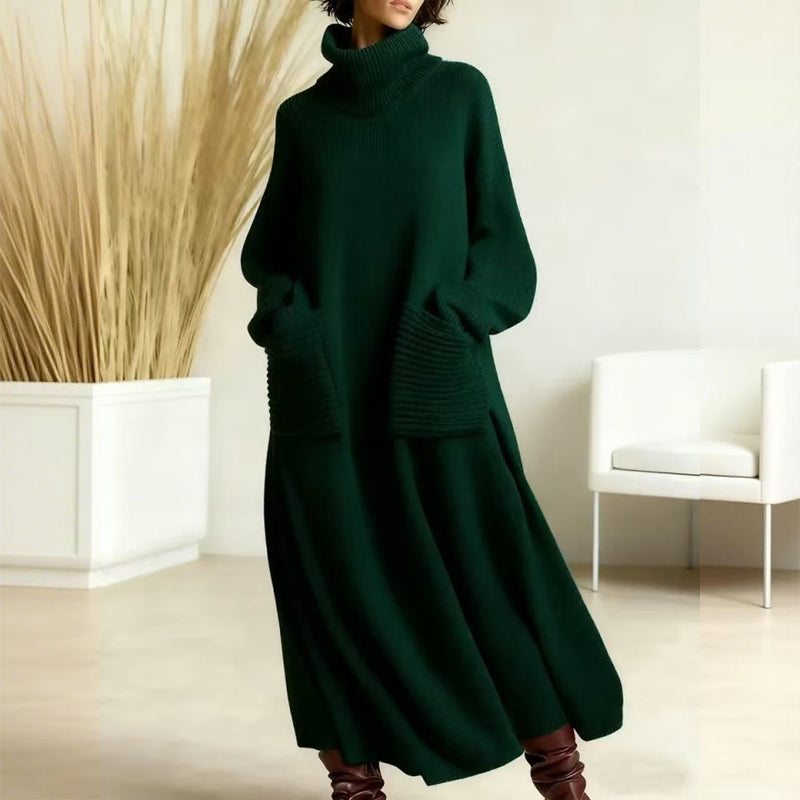 🔥Neujahrs-Sonderangebot 2026🎉Damen-Strickkleid mit Rollkragen und langen Ärmeln