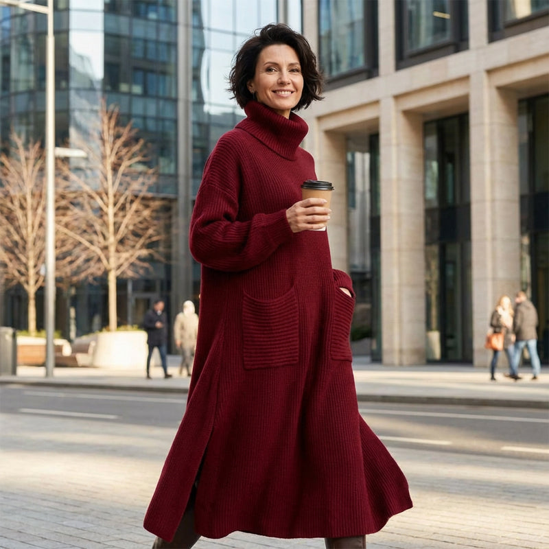 🔥Neujahrs-Sonderangebot 2026🎉Damen-Strickkleid mit Rollkragen und langen Ärmeln