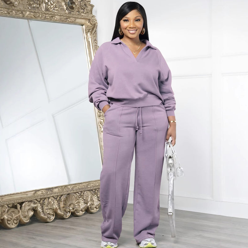 Fröhliches Neujahr! 50% auf alles 🎊⏰Damen Sweatshirt Set V-Ausschnitt Langarm Jogginganzug Baumwolle Freizeit Homeoffice