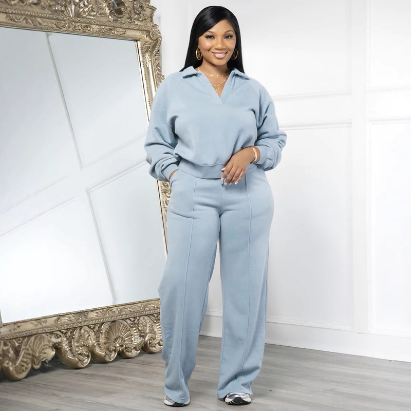 Fröhliches Neujahr! 50% auf alles 🎊⏰Damen Sweatshirt Set V-Ausschnitt Langarm Jogginganzug Baumwolle Freizeit Homeoffice