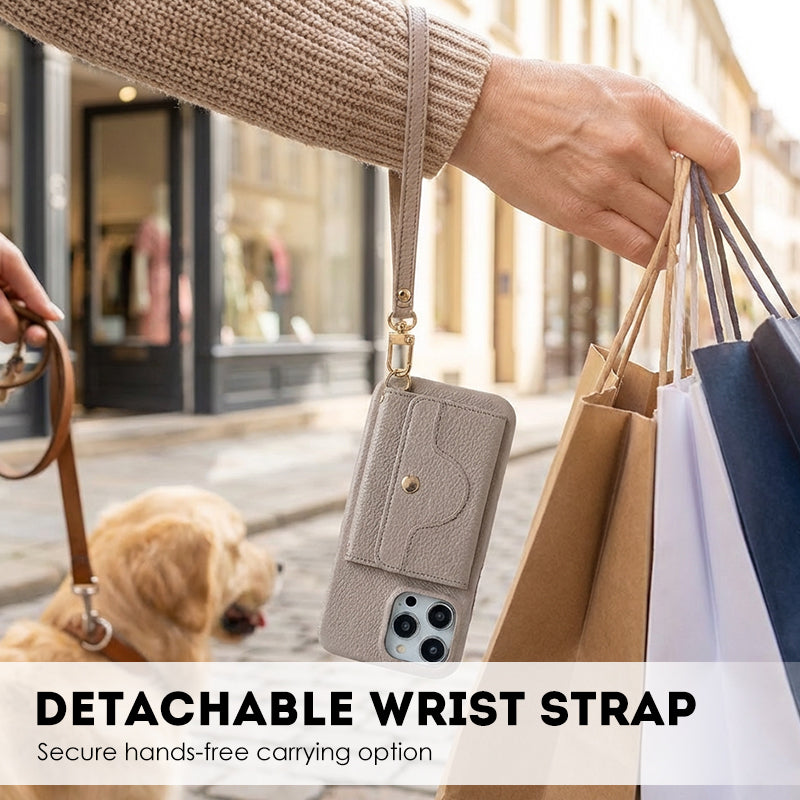 Schützende pinkfarbene Handyhülle mit Spiegel und Handgelenkschlaufe