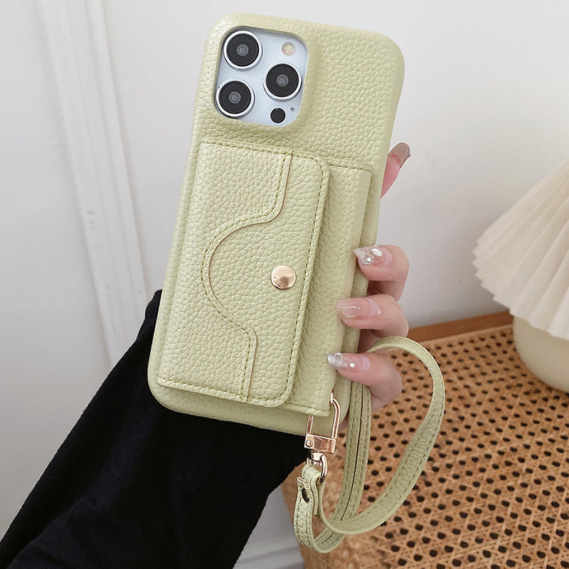 Schützende pinkfarbene Handyhülle mit Spiegel und Handgelenkschlaufe