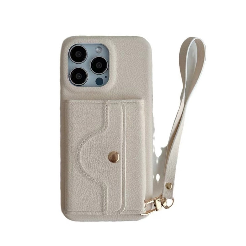 Schützende pinkfarbene Handyhülle mit Spiegel und Handgelenkschlaufe