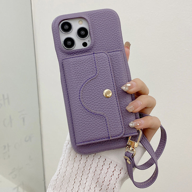 Schützende pinkfarbene Handyhülle mit Spiegel und Handgelenkschlaufe