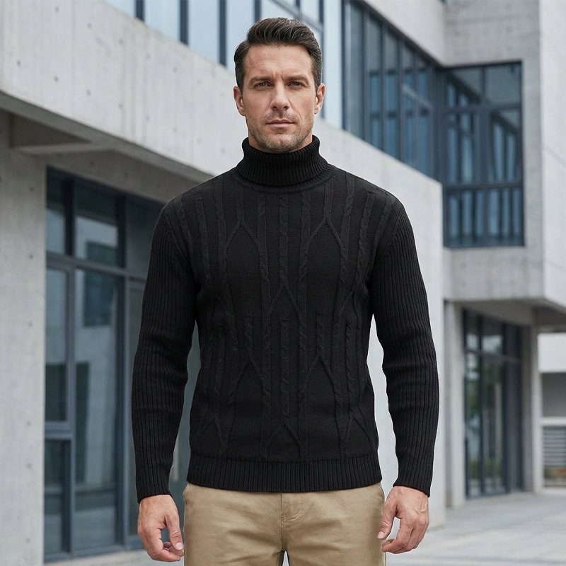 🔥Solange der Vorrat reicht 40 % Rabatt!🎉Herren-Pullover mit Rollkragen und Zopfmuster