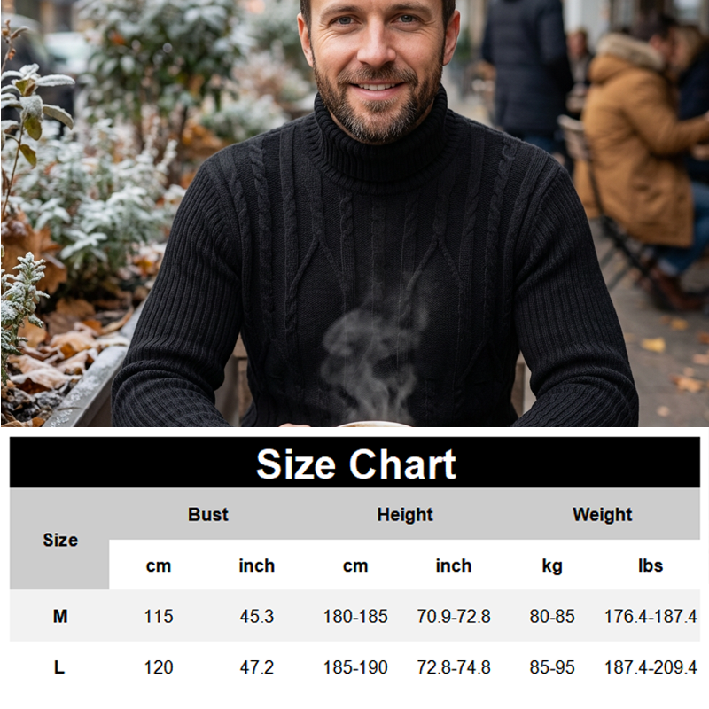 🔥Solange der Vorrat reicht 40 % Rabatt!🎉Herren-Pullover mit Rollkragen und Zopfmuster
