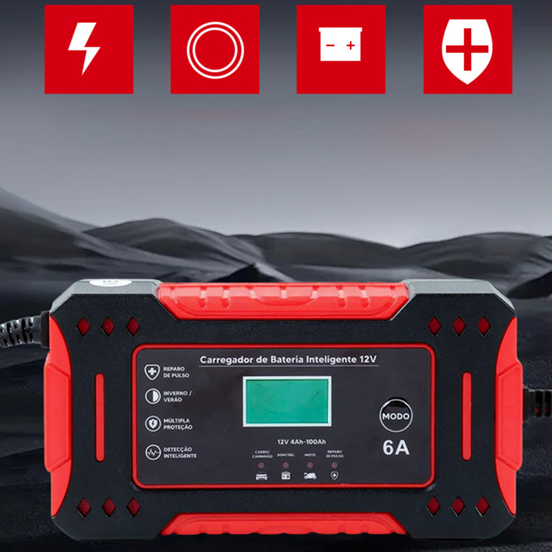🎉 Neujahrsgeschenk – 50% RABATT!🔋Intelligenter Auto- und Motorradlader , 12V Slim Ladegerät (6A + Pulsreparatur) – Kompatibel mit Auto/Motorrad/E-Bike: Sicher & Langlebig!