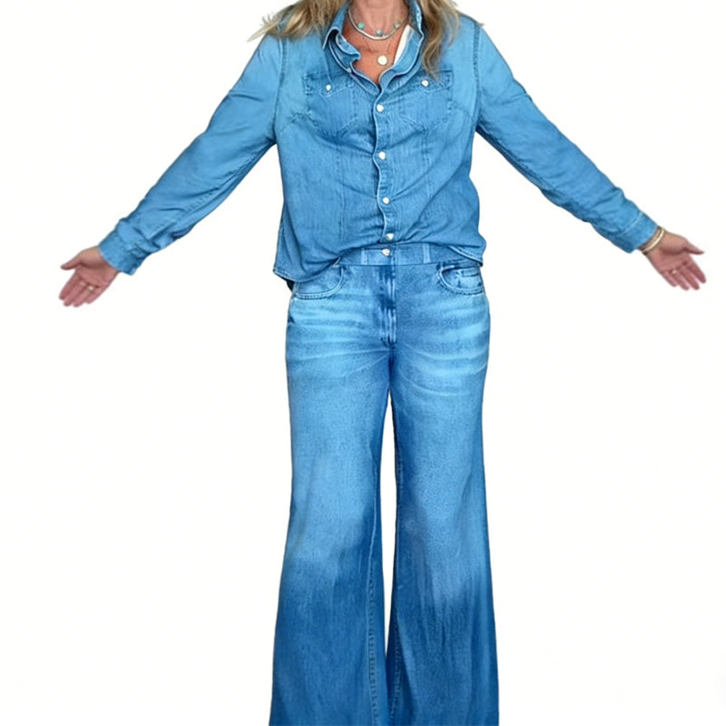📢📢50 % RABATT!! ⏰2-teiliges Pyjama-Set aus Denim-Imitat für Damen