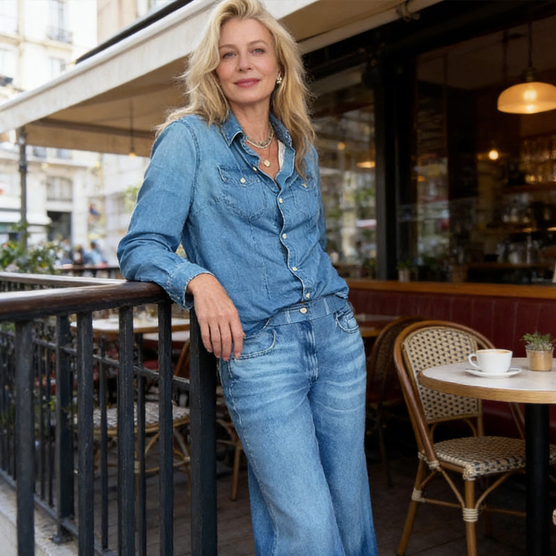 📢📢50 % RABATT!! ⏰2-teiliges Pyjama-Set aus Denim-Imitat für Damen
