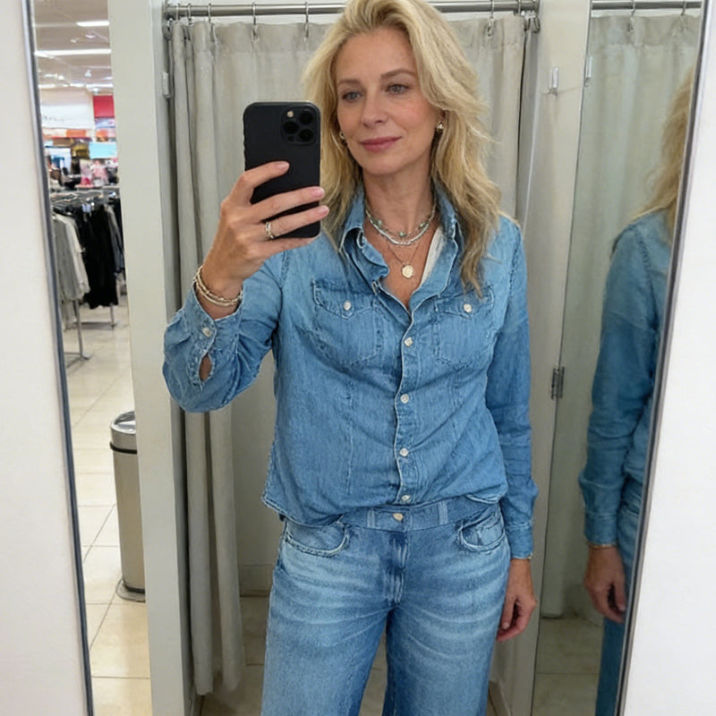📢📢50 % RABATT!! ⏰2-teiliges Pyjama-Set aus Denim-Imitat für Damen