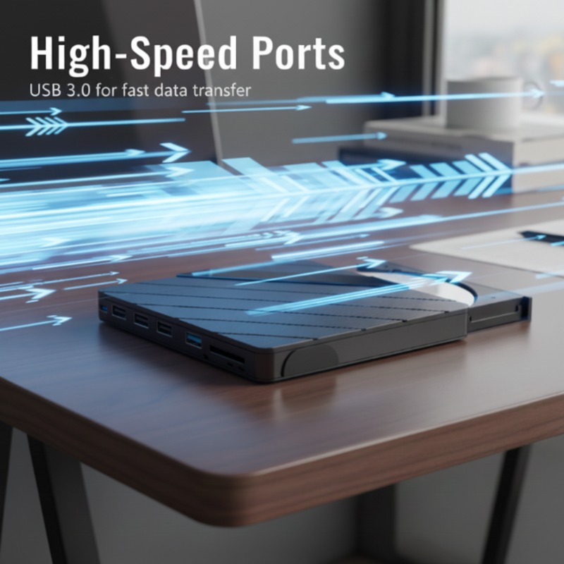 Externes CD/DVD-Laufwerksgehäuse mit USB 3.0 RGB-Beleuchtung – Multifunktional Kabellos ordentlich! 💻✨