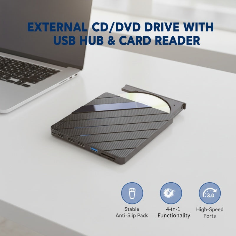 Externes CD/DVD-Laufwerksgehäuse mit USB 3.0 RGB-Beleuchtung – Multifunktional Kabellos ordentlich! 💻✨