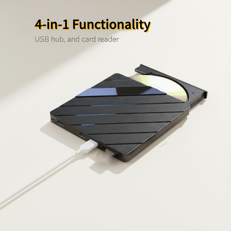 Externes CD/DVD-Laufwerksgehäuse mit USB 3.0 RGB-Beleuchtung – Multifunktional Kabellos ordentlich! 💻✨