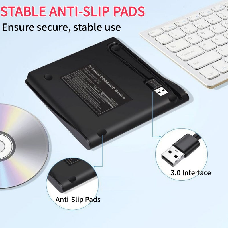 Externes CD/DVD-Laufwerksgehäuse mit USB 3.0 RGB-Beleuchtung – Multifunktional Kabellos ordentlich! 💻✨