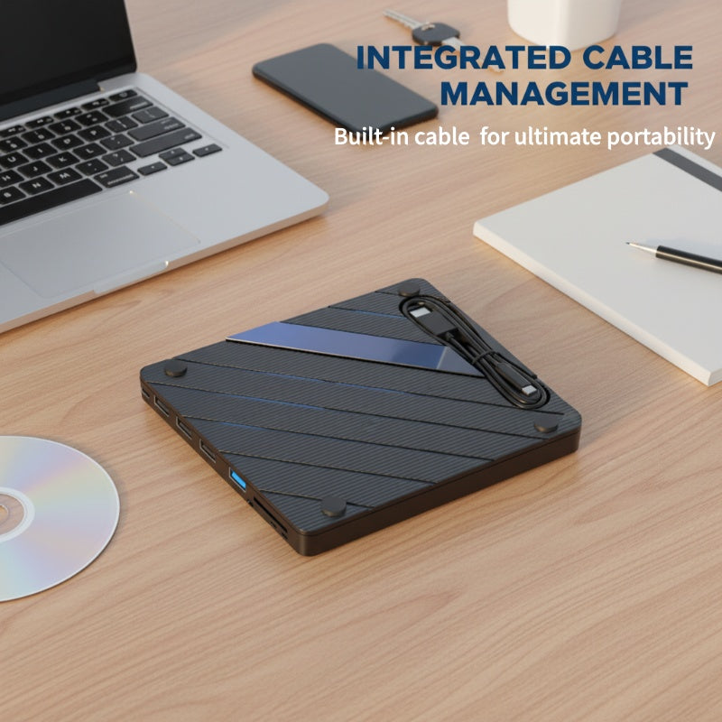 Externes CD/DVD-Laufwerksgehäuse mit USB 3.0 RGB-Beleuchtung – Multifunktional Kabellos ordentlich! 💻✨