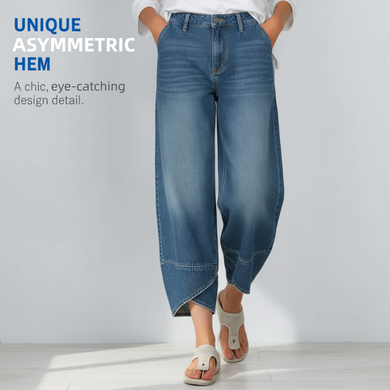 🔥2026 Hot Sale🔥 Lässige, verkürzte Jeans mit weitem Bein für Damen