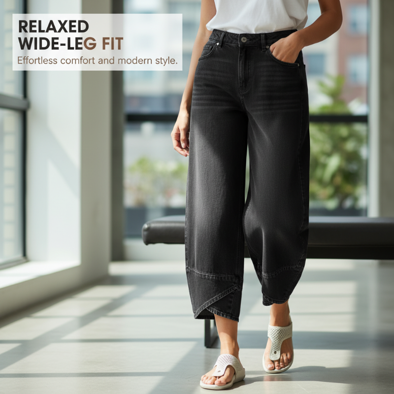 🔥2026 Hot Sale🔥 Lässige, verkürzte Jeans mit weitem Bein für Damen