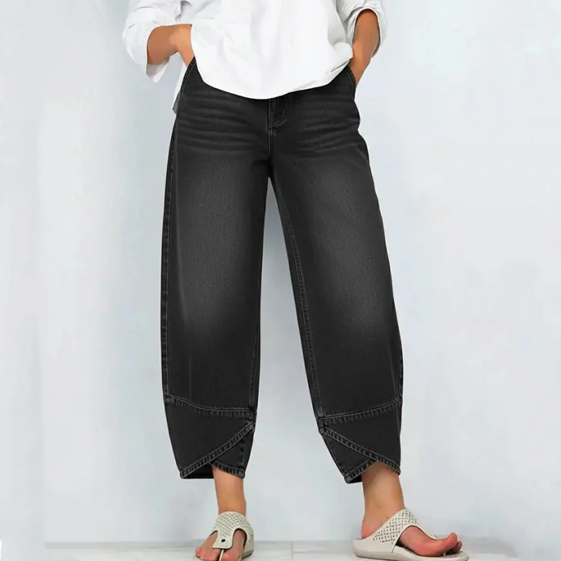 🔥2026 Hot Sale🔥 Lässige, verkürzte Jeans mit weitem Bein für Damen