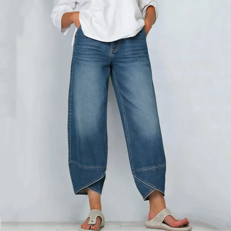 🔥2026 Hot Sale🔥 Lässige, verkürzte Jeans mit weitem Bein für Damen