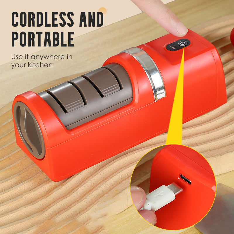 🔪✨ Elektrischer Messerschärfer – Schnelles Schärfen + Kabellos + Diamantschleifscheibe! ✨