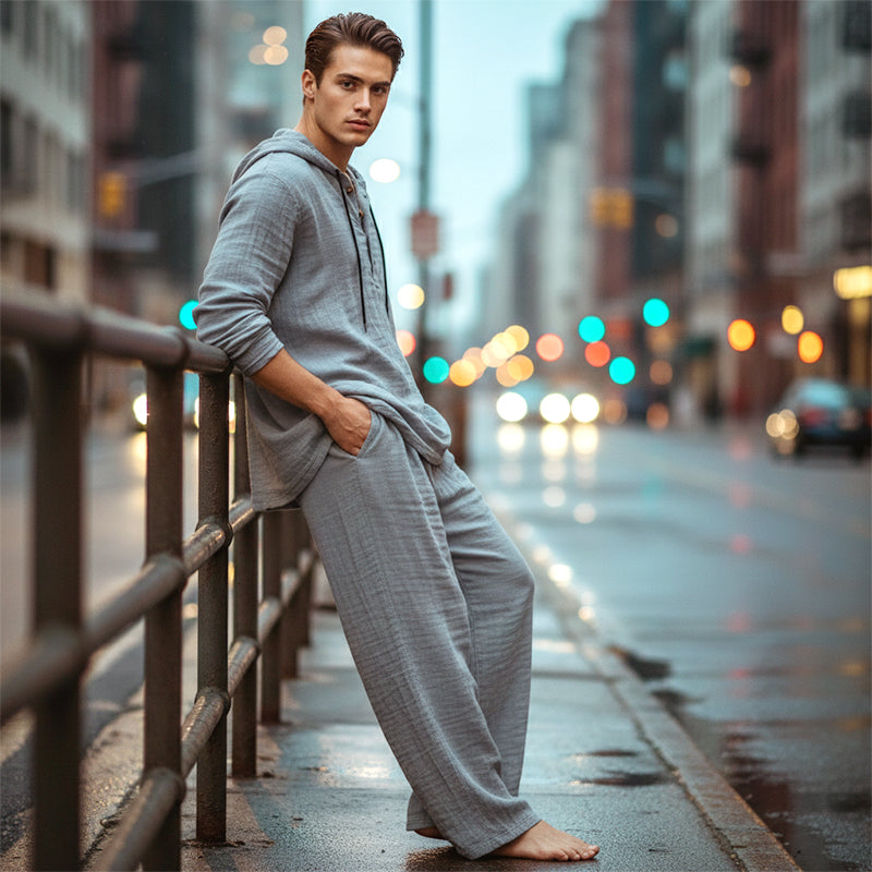 Herren Kapuze Casual Loose Top & Hose 2-teiliges Set