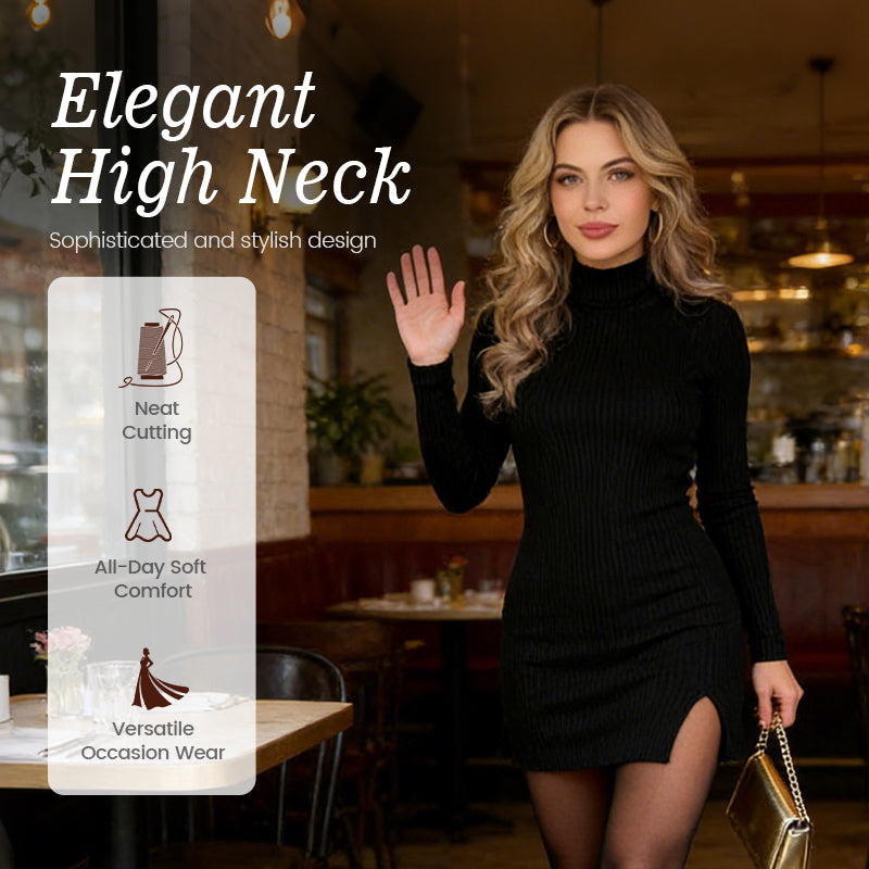 Damen-Strickkleid mit Rippenstruktur und figurbetonter Passform