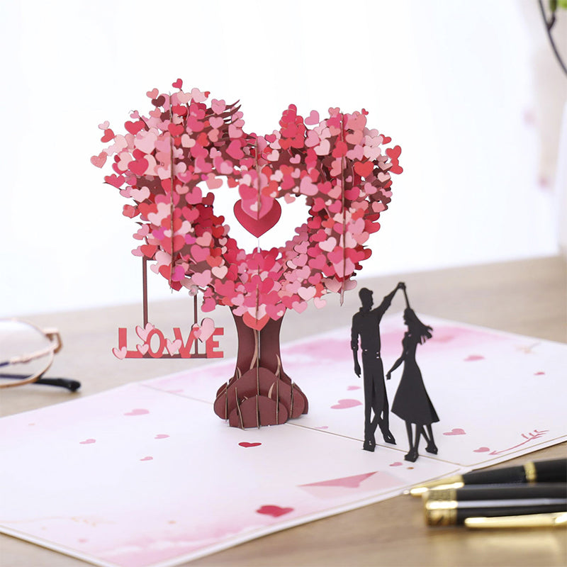 3D-Valentinstagsgrußkarte mit Liebesbaum