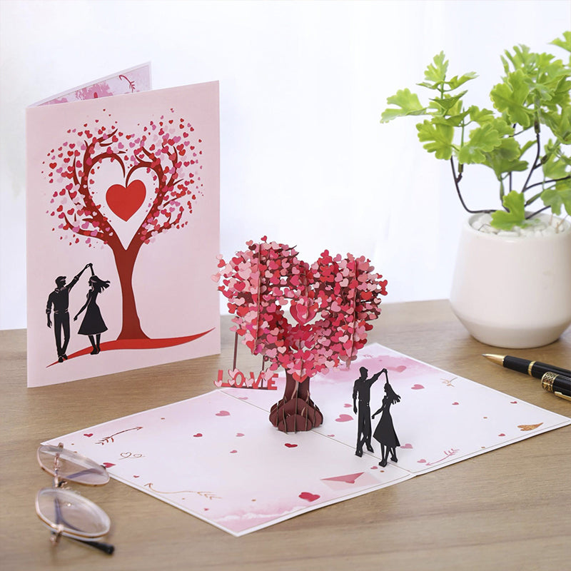 3D-Valentinstagsgrußkarte mit Liebesbaum