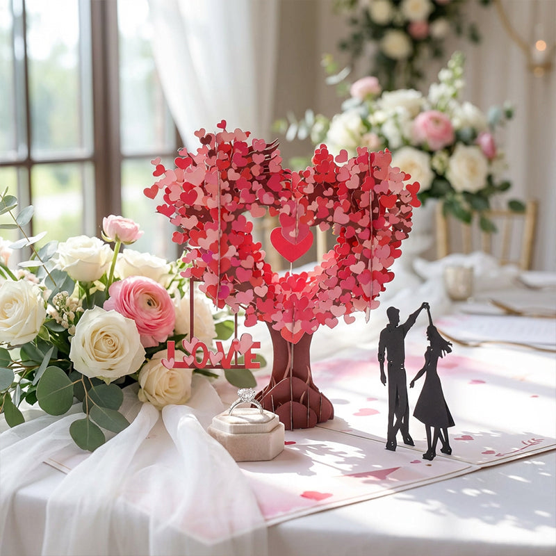 3D-Valentinstagsgrußkarte mit Liebesbaum