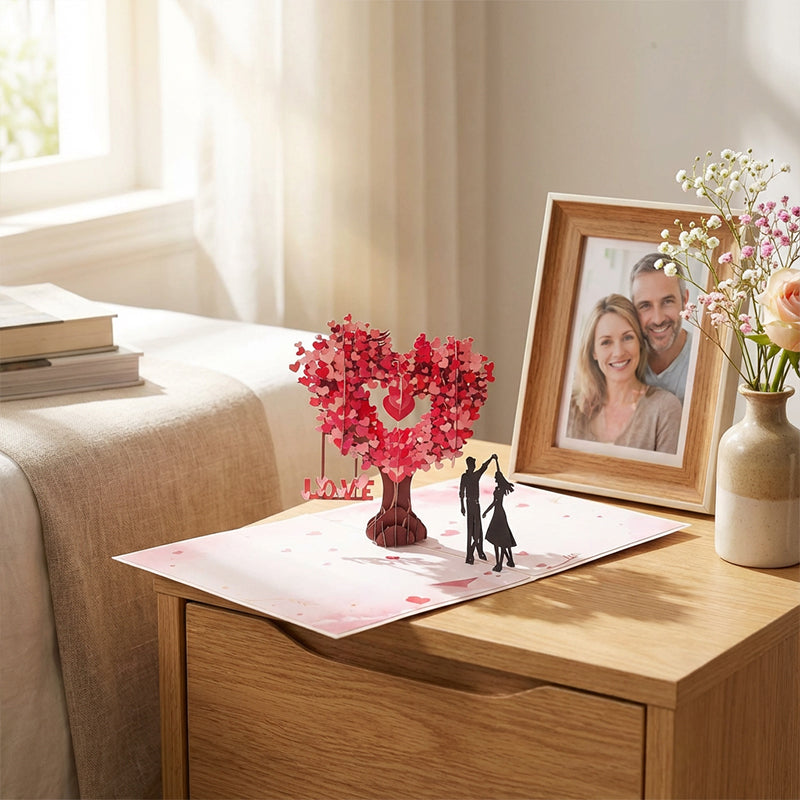 3D-Valentinstagsgrußkarte mit Liebesbaum