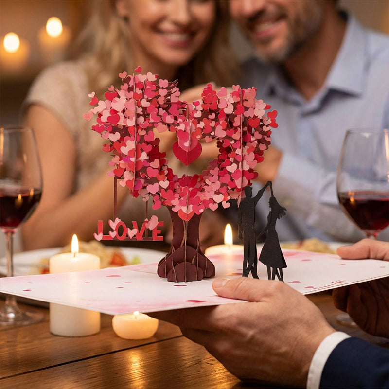 3D-Valentinstagsgrußkarte mit Liebesbaum