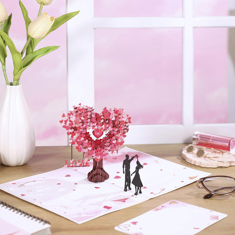 3D-Valentinstagsgrußkarte mit Liebesbaum