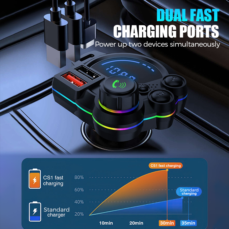 Universeller Dual-Port-FM-Bluetooth-Transmitter für das Aut