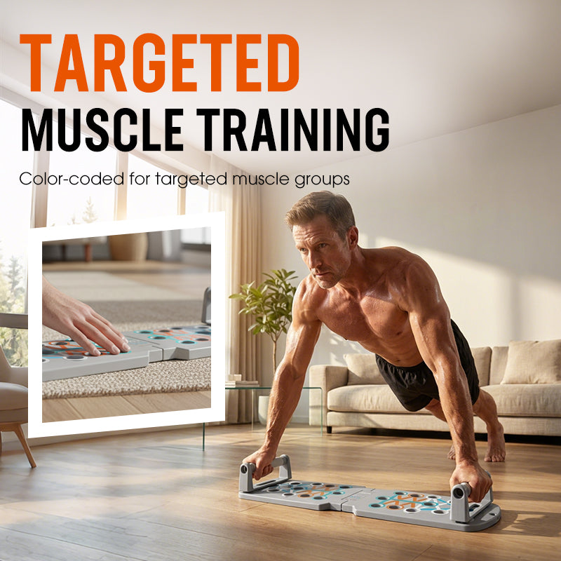 Faltbares Liegestützbrett mit farbcodierter Anleitung