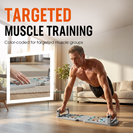 Faltbares Liegestützbrett mit farbcodierter Anleitung