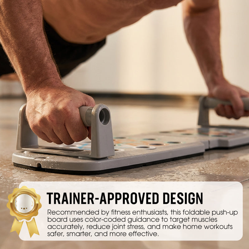 Faltbares Liegestützbrett mit farbcodierter Anleitung