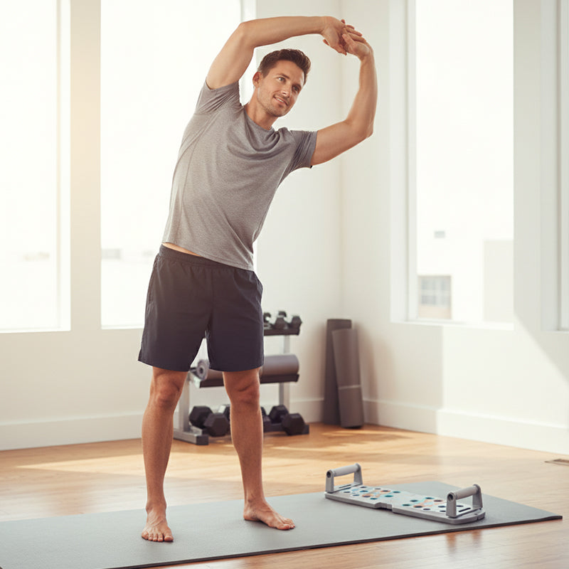 Faltbares Liegestützbrett mit farbcodierter Anleitung