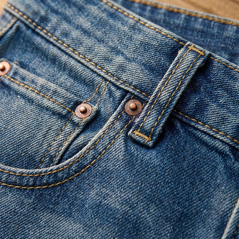 Damen-Vintage-Hochbund-Weitbeinjeans