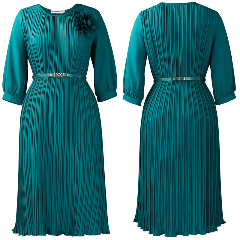 💝💝 50 % Rabatt 👗✨ Damen-Plissee-Midikleid mit Gürtel: zeitlose Eleganz und raffinierter Stil, perfekt für jeden Anlass 💖🌸