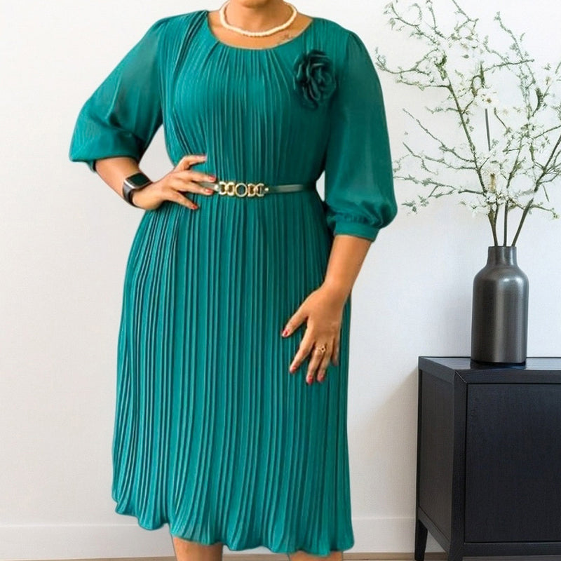 💝💝 50 % Rabatt 👗✨ Damen-Plissee-Midikleid mit Gürtel: zeitlose Eleganz und raffinierter Stil, perfekt für jeden Anlass 💖🌸