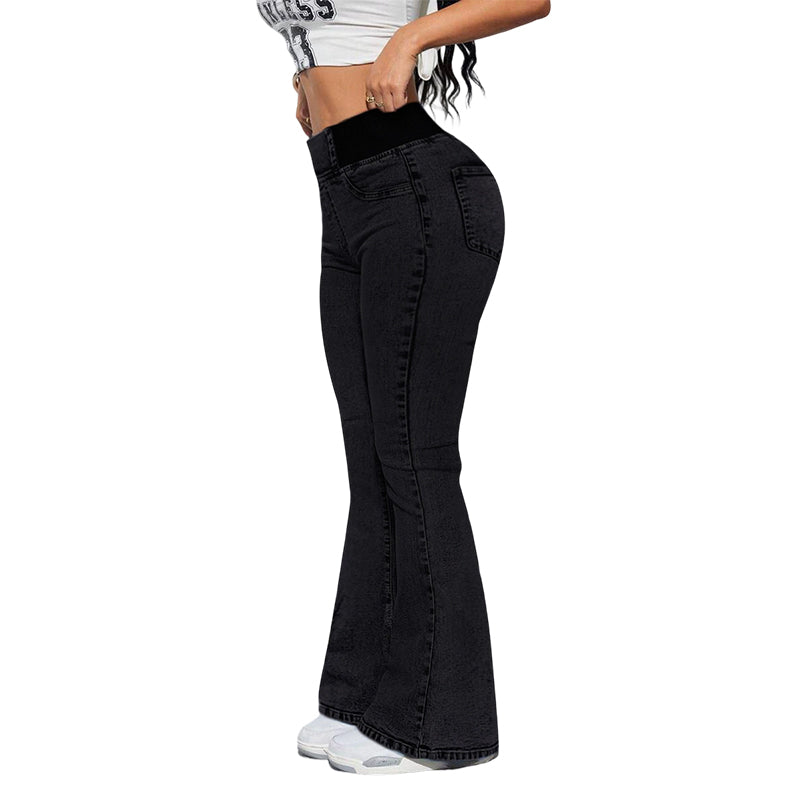 Damen High-Waist Schlagjeans aus Stretch-Denim| Kuschelwohl
