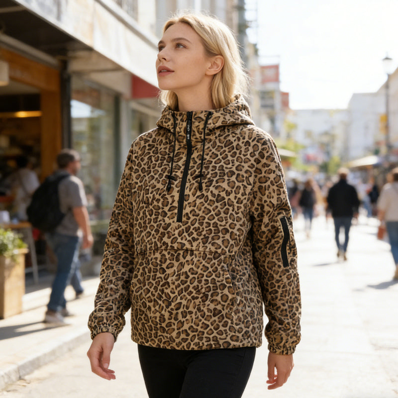 ✨🔥Kapuzenpullover mit Leopardenmuster und Kängurutasche🧥